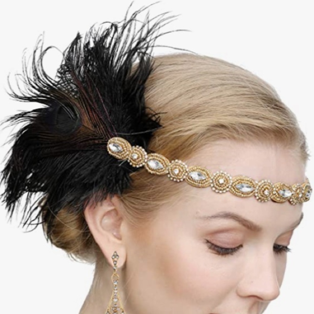 1920s Flapper Headband black and gold
